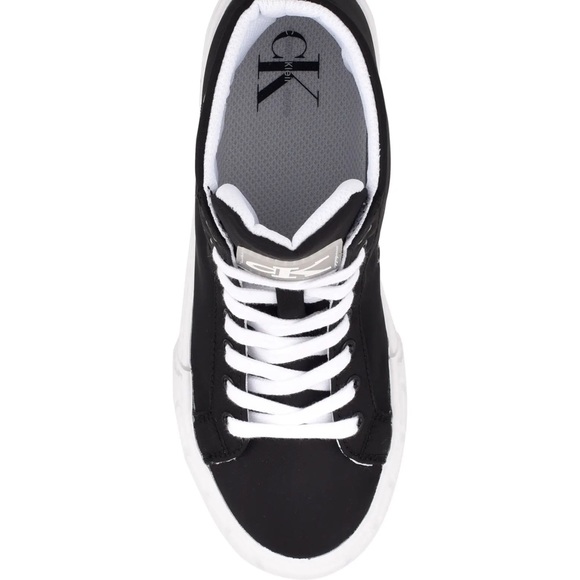 Calvin Klein Black and White Logo High Top Fashion Sneakers - Picture 2 of 5
